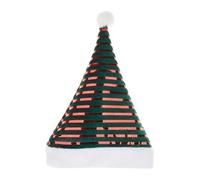 Santa Hat - Unisex Classic Christmas Headwear for Kids & Adults | Gold Velvet with Short Plush Trim, Soft Striped Holiday Costume Accessory, Party Hat for Women Men, 58cm Green