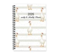 Santa Hat Wearing White Duck 2026 Journal Diary A5 To Do List Notebook Diary Book 2026 Men Journal Planner for Travel Week To View Monthly Year Planner with Dotted Line Note Page Slim