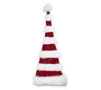 Santa Hat with Long Tail Funny Plush Christmas Party Hat (Red, One Size)