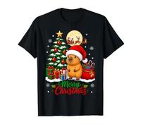 Santa Hat Xmas Decor Merry Christmas Tree Capybara Value Graphic T-Shirt, Men, Black, S