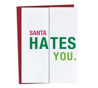 Santa Hates You Card | Funny Christmas Card | Christmas Snarky Greeting Card | Humorous Santa Christmas Cards - Unique Christmas Greeting Cards For Friends And Family