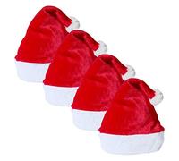 Santa Hats 4 Pcs Christmas Santa Hat Unisex Red Thickened Velvet Santa Hat-Christmas Classic Hat Xmas Cap Santa Reindeer Snowman Cap New Year Festive Holiday Costume Party for Adults Kids Teenage