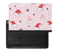 Santa Hats Christmas Pattern Passport Holder Cover Wallet with ID Card Slot Slim Travel RFID Blocking Case Protector Essentials for Women Men