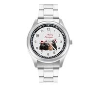Santa Hats Dogs Christmas Minimalist Men's Wrist Watches Alloy Analogue Quartz Watch Fashion Accessories