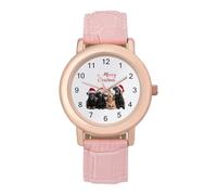 Santa Hats Dogs Christmas Women's Wrist Watches Analogue Leather Strap Quartz Watch Fashion Accessories