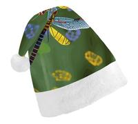 Santa Hats for Adult Colorful Dragonfly Christmas Hats Holiday Xmas Hat Christmas Party Hat for Xmas Gifts New Year Festive Holiday Gifts Adult