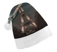 Santa Hats for Adult Full Moon Paris Eiffel Tower Christmas Hats Holiday Xmas Hat Christmas Party Hat for Xmas Gifts New Year Festive Holiday Gifts Adult
