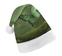 Santa Hats for Adult Green Forest Butterfly Christmas Hats Holiday Xmas Hat Christmas Party Hat for Xmas Gifts New Year Festive Holiday Gifts Adult