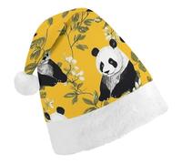 Santa Hats for Adult Panda on Yellow Background Christmas Hats Holiday Xmas Hat Christmas Party Hat for Xmas Gifts New Year Festive Holiday Gifts Child
