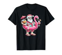 Santa Hawaii Christmas In July Beach Summer Flamingo Men Boy T-Shirt