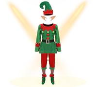 Santa Helper Costume | Festive Long Sleeve Christmas Dress | Assistant to the Father Costume Dress for Events, Masquerade, Theatre, Carnival and Party