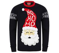 Santa Ho Ho Ho Motif Novelty Christmas Jumper in Ink - Merry Christmas - S