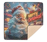 Santa Holding "Merry Christmas" Soft Thick Baby Playmat for Floor Comfortable Padded Baby Mat for Babies Infants Toddlers, 50'' x 50''