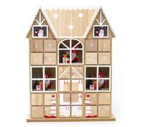 Santa House Advent Calendar with 24 Drawers | Reusable Fill Your Own Christmas Advent Calendar | Wooden Festive Christmas Decoration - 37cm