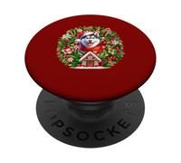 Santa Husky Christmas Floral Circle Matching Owner Kids PopSockets Adhesive PopGrip