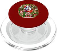 Santa Husky Christmas Floral Circle Matching Owner Kids PopSockets PopGrip for MagSafe