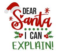 Santa, I Can Explain, Christmas Iron-On Xmas Transfer, Decoration Gift Present Idea for Clothing T- Shirts, Decal Sticker - (2 x 15cm x 14cm Transfer)