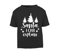 Santa I can Explain (Winter Trees) [XMAS22] Festive Quotes Short Sleeve Cotton Toddler t Shirt, 1-2 Years, Black