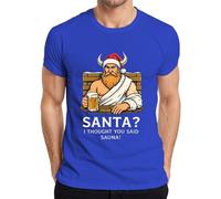 Santa I Thought You Said Sauna Viking Beer Beard Funny Men's T-Shirt, blue, M
