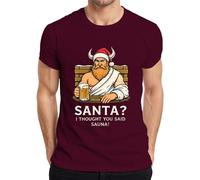 Santa I Thought You Said Sauna Viking Beer Beard Funny Men's T-Shirt, burgundy, XXL