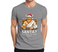 Santa I Thought You Said Sauna Viking Beer Beard Funny Men's T-Shirt, gray, XL