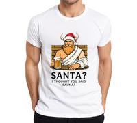 Santa I Thought You Said Sauna Viking Beer Beard Funny Men's T-Shirt, White, S