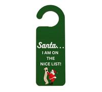'Santa, I'm on the Nice List' Door Handle Hanger - Christmas Idea for Home, Kids & Family (doorh-ds23-nicelist)