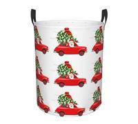 Santa In A Car Waterproof Polyester Fabric Single-Layer Laundry Hamper With Full Print Design,Sturdy Pe Rim,Dual Handles,For Home Car Storage