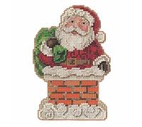 Santa in Chimney Counted Cross Stitch Ornament Kit Mill Hill 2021 Jim Shore JS202112