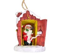 Santa in Outhouse Making His List Christmas Ornament