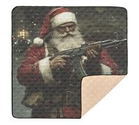 Santa in Red Suit with Rifle Soft Padded Baby Gym & Activity Mat for Floor One-Piecing Padded Baby Mat for Baby Kids Toddlers Infants, 50'' x 50''