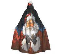Santa In The Snow Printed Hooded Cloak Robe Cloak Witch Vampires Grim Reaper Devil For Boy Girl Cosplay Costume