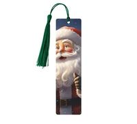 Santa in The Snow Wood Bookmark for Book Lovers Birthday Teachers Gift, Handmade Craft Book Marks Ornaments with Tassel Exquisite Reading Page Markers for Men Women