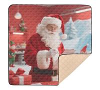 Santa in Workshop with Elves Soft Foam Baby Activity Play Mat for Floor Portable Newborns Kicking Mat for Baby Kids Toddlers Infants, 50'' x 50''