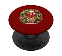 Santa Irish Setter Christmas Floral Circle Owner Kids PopSockets Adhesive PopGrip