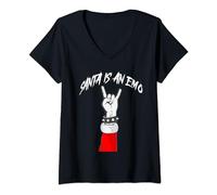 Santa is an Emo Funny Cute Emo Christmas Punk Rock Lover V-Neck T-Shirt