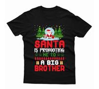 Santa is Promoting Me to A Big Brother Funny Family Matching T-Shirt Tee Top #MC Black 5-6 Years