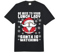 Santa is Watching Be Nice to Your Lunch Lady Christmas Comfort Colors Adult Heavyweight T-Shirt
