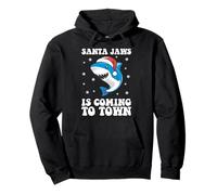 Santa Jaws Coming Town Funny Winter Merry Christmas Wordplay Pullover Hoodie
