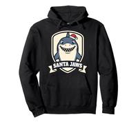 Santa Jaws Funny Christmas Shark Pun Cute Xmas Pullover Hoodie