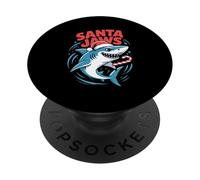 Santa Jaws Funny Shark Christmas Pun Holiday PopSockets Adhesive PopGrip