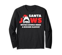 Santa Jaws Need A Bigger Sleigh Funny Shark Christmas Long Sleeve T-Shirt