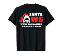 Santa Jaws Need A Bigger Sleigh Funny Shark Christmas T-Shirt