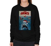 Santa Jaws The Revenge Christmas Women's Sweatshirt Black