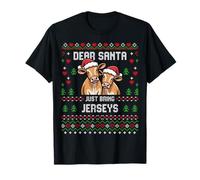 Santa Jersey Cow Christmas Dairy Cattle Ugly Xmas Sweater T-Shirt