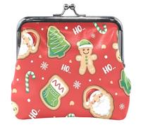 Santa Joy Red Leather Coin Purse Holder Women Buckle Kiss Lock Money Change Pouch Girls, Santa Joy Red, OneSize