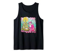 Santa Kneeling at Manger with Christmas Tree Tank Top