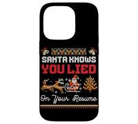 Santa Knows You Lied On Your Resume Ugly Christmas Sweater Case for iPhone 14 Pro