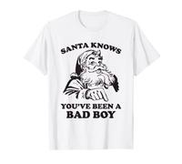 Santa Knows You've Been A Bad Boy Funny Retro Christmas T-Shirt