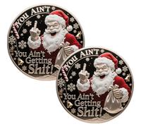 Santa Knows You've Been a Bitch Coin, Santa Knows Naughty List Coin, You Ain't Getting Shit Coin, Exquisitely Funny Merry Fucking Christmas Challenge Coins, Unique Santa Decorations Gift (2pcs,B)